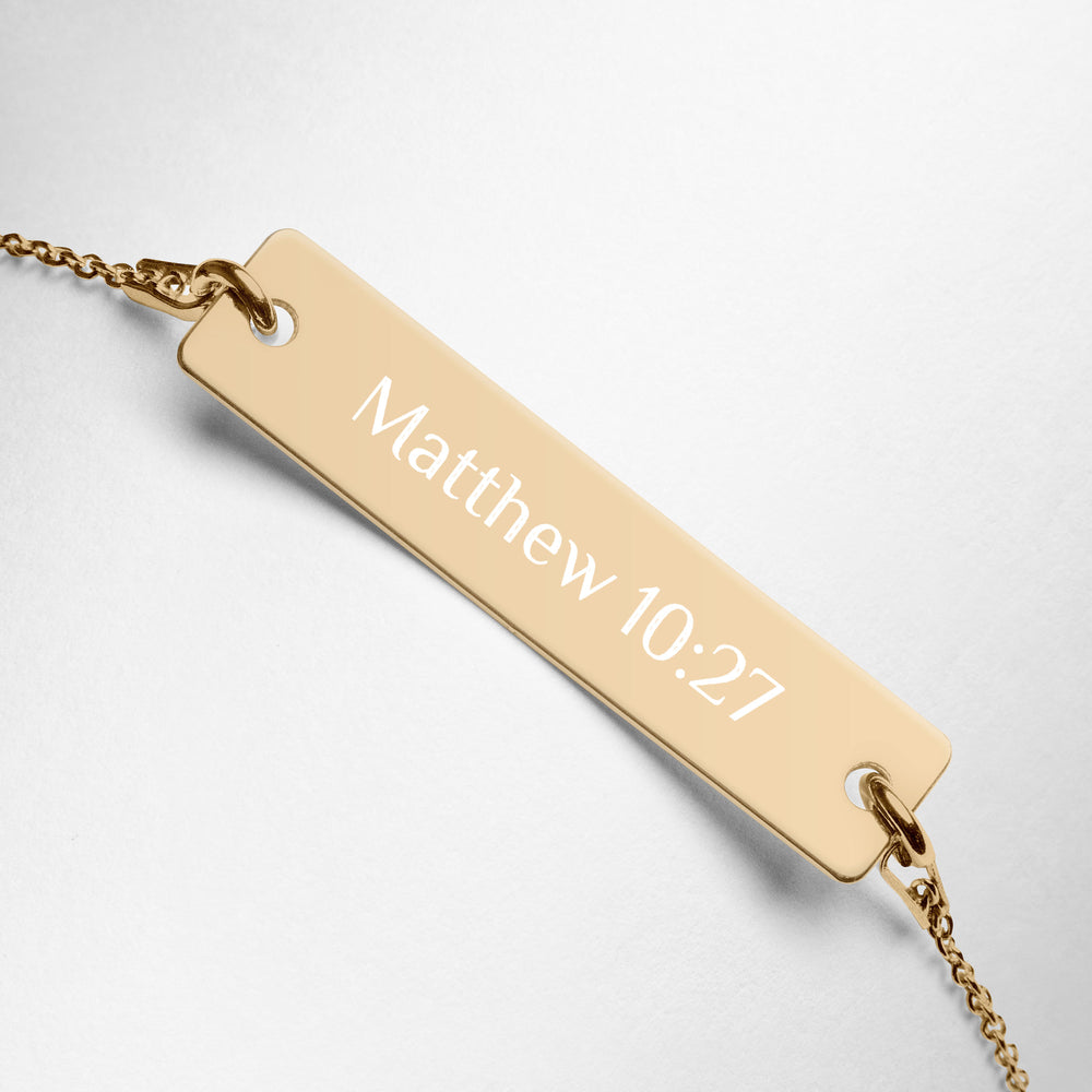 Engraved Silver Bar Chain Necklace